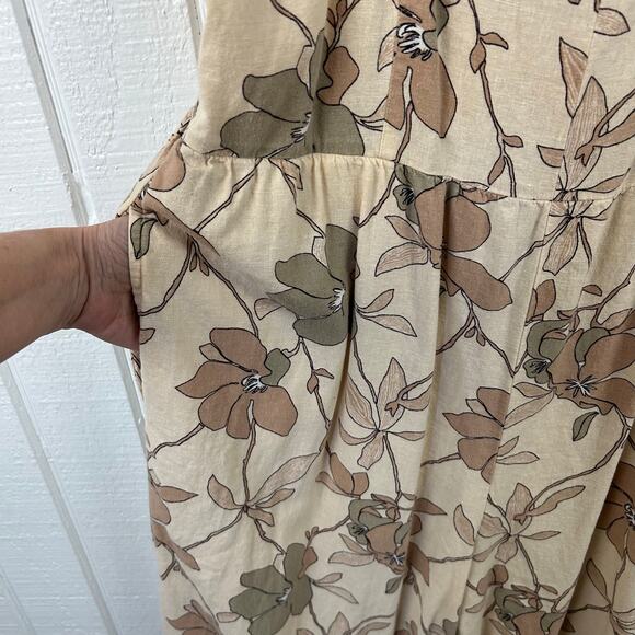 Loft Women Sleeveless Wide Leg Pants Jumpsuit Cream Linen Beach Preppy Size XL - Picture 3 of 11